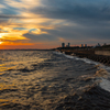 夕日と海