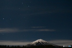 富士山と星