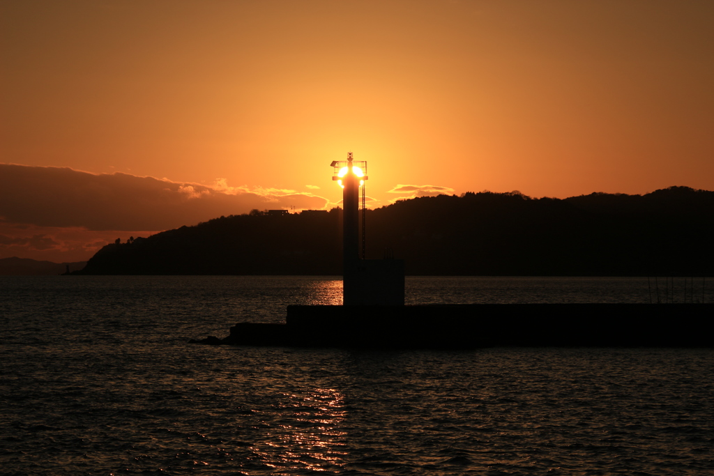 夕陽と灯台