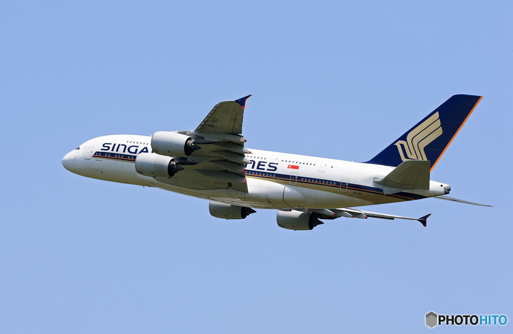 「SKY」Singapore A380-841 9V-SKG 離陸