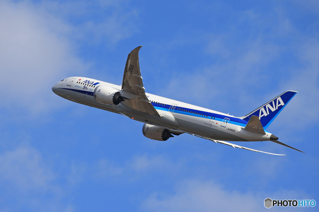 「青」☆ANA 787-9 JA8282A　離陸です