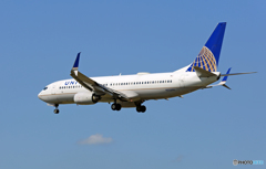 「青空」 UNITED 737-800 ｼﾐﾀｰﾙｳｲﾝｸﾞﾚｯﾄ着陸