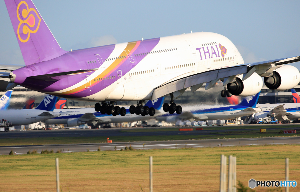 「スカイ」 Thai A380-841 HS-TUE 到着です