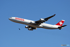 「SKY」 SWISS A340-313 HB-JMC+ Takeoff