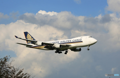 「良い空～」 Singapore 747-400 9V-SFO 通過