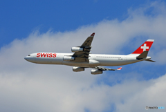 「青色」 SWISS A340-313 HB-JMC Takeoff 