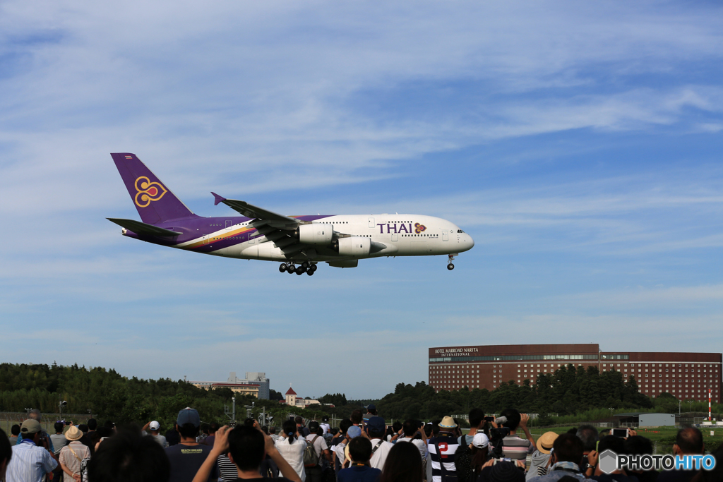 「晴れ」 Thai A380-841 HS-TUA 着地前