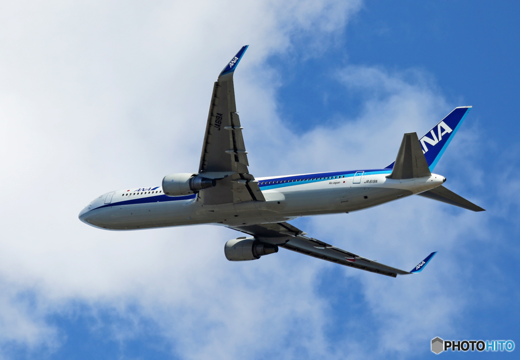 「そらー」 ANA 767-381 JA619A 離陸します