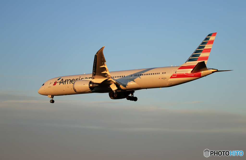 「青色」American 787-9 N833AA  到着です