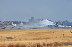 ☮休憩ﾀｲﾑ(661) ANA Flying Honu 海亀1号 「放水歓迎式」