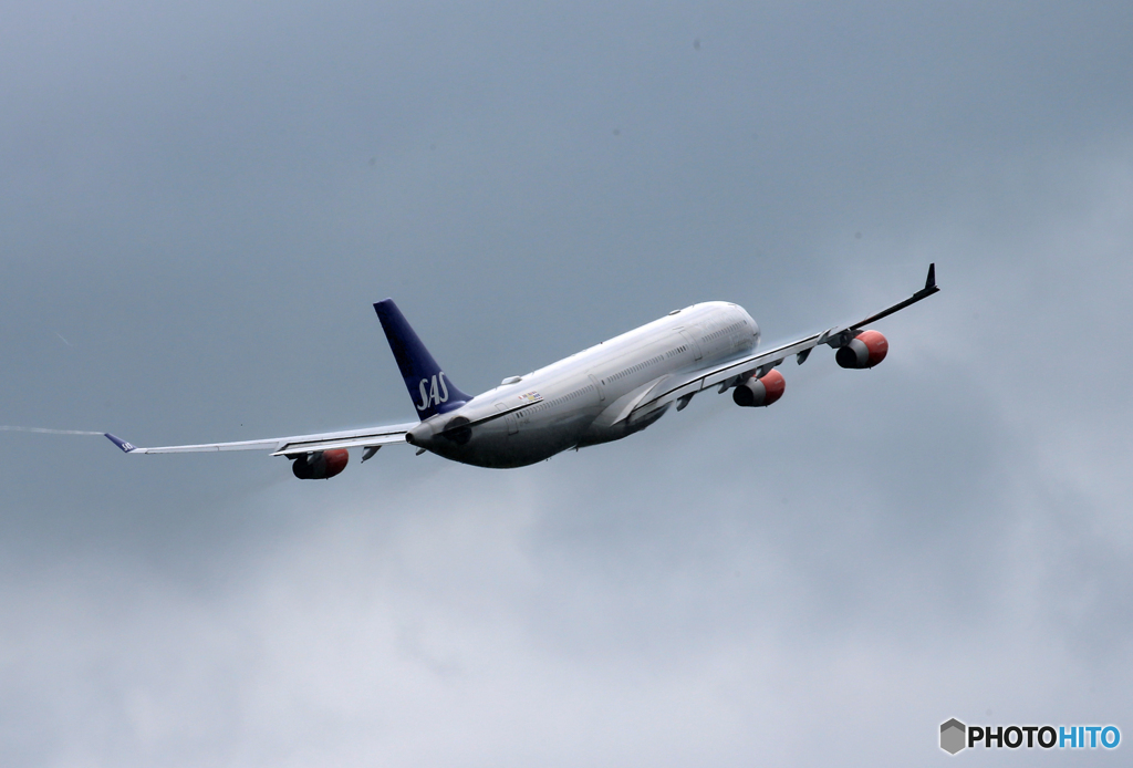 「青」? SAS A340-313 OY-KBC 離陸です