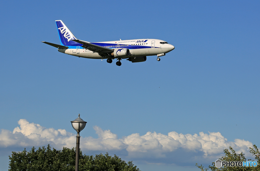 「すかい」 ANA 737-500 ドルフィン 到着です☮