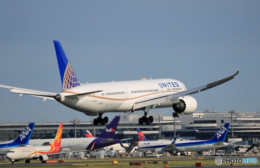 「はれ」 UNITED 787-9 N26952着陸