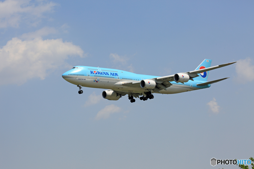 「青色」 KOREAN 747-8 HL7636 着地前