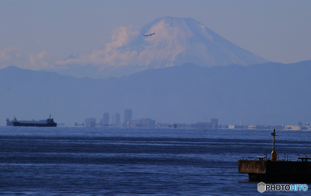 「すかい」富士山に   飛行機を観る