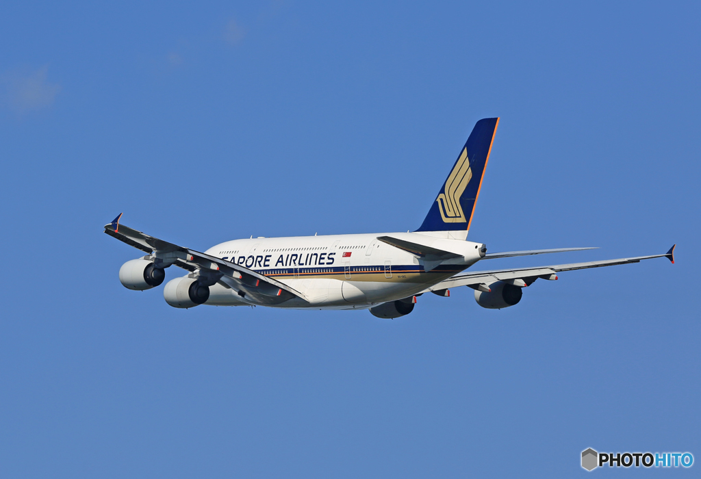 「青が好き」 Singapore A380-841 9V-SKE 離陸 です