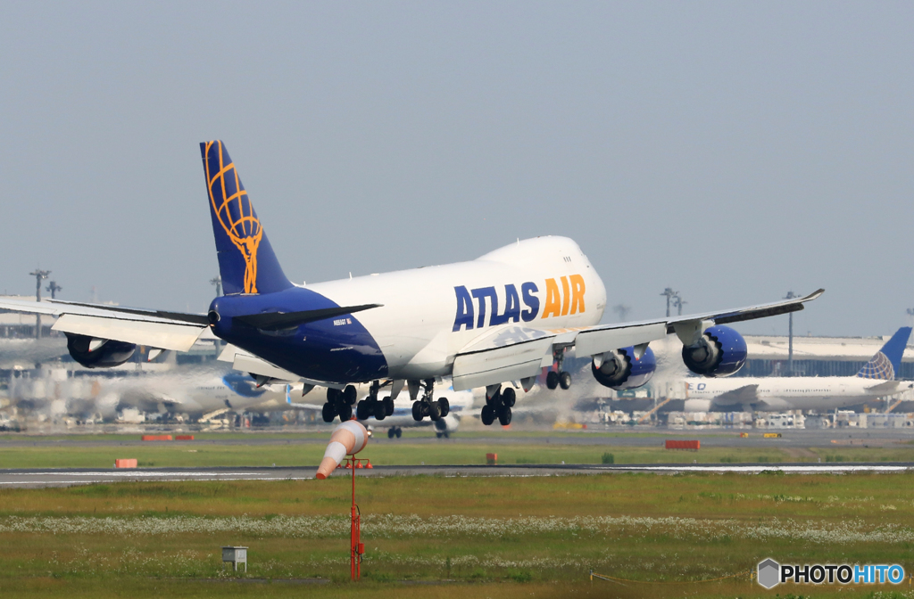 「あおぞら」 ATLAS 747-8 ジャンボ機 N855GT Landing