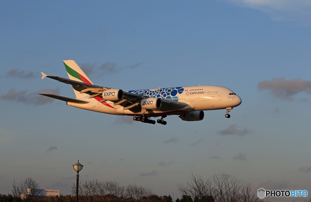 「あおぞら」 エミレーツ特別塗装A380-861 A6-EOF 到着