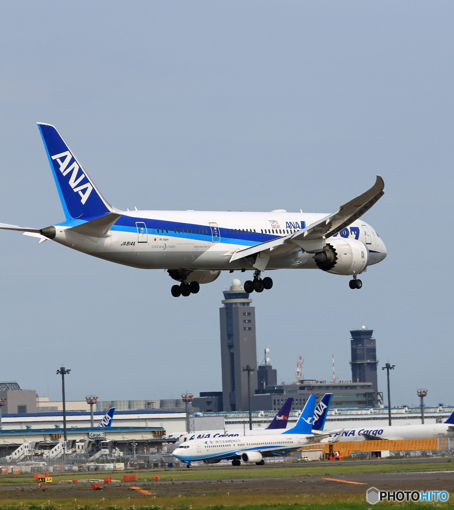  「晴れ」 ANA 787-8 JA814A 到着です