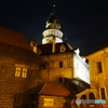 チェコ南部（９６７）　夜のチェスキー・クルムロフ城の塔