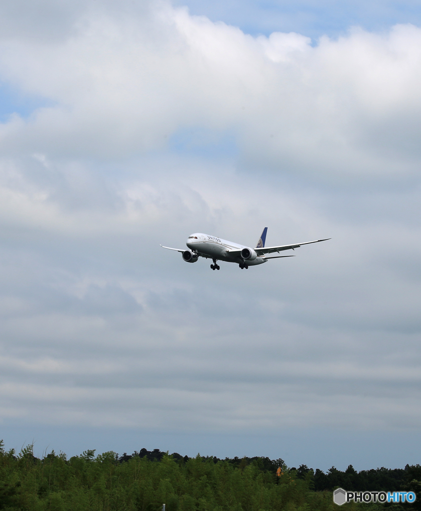 「曇り」UNITED 787-9 N17963  Landing