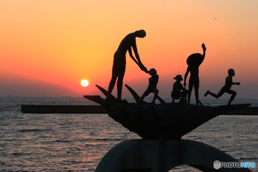 「良い天気」東京湾の夕暮れ時