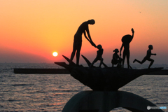 「良い天気」東京湾の夕暮れ時