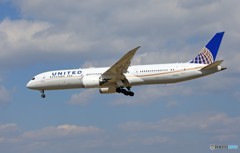 「真青の空」 United 787-9 N27957 到着です 