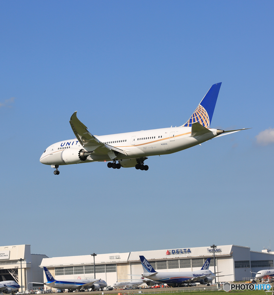 「真青の空」 UNITED 787-8 N28912 着陸します