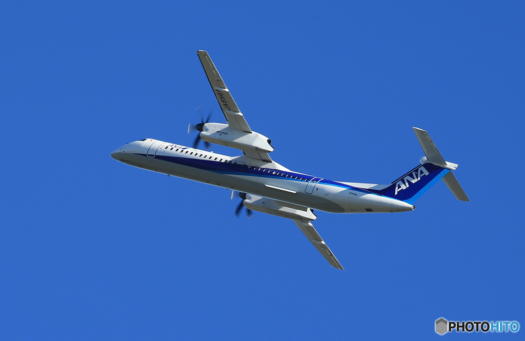 ☀「あおぞら」ANA WINGS DHC-8-400 JA856A 離陸