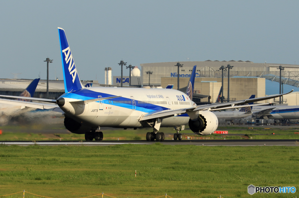 「晴れ」 ANA 787-9 JA877A 飛ぶ