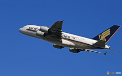 [青い空] Singapore A380-841 9V-SKR 離陸