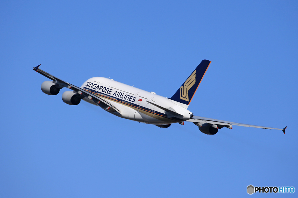 「群青色」シンガポール航空A380-841 飛行