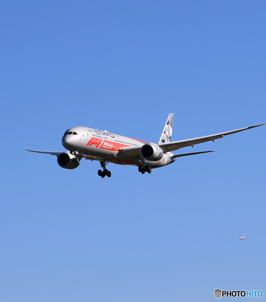 「すかい」 Etihad 787-9  Landing F-1 塗装機
