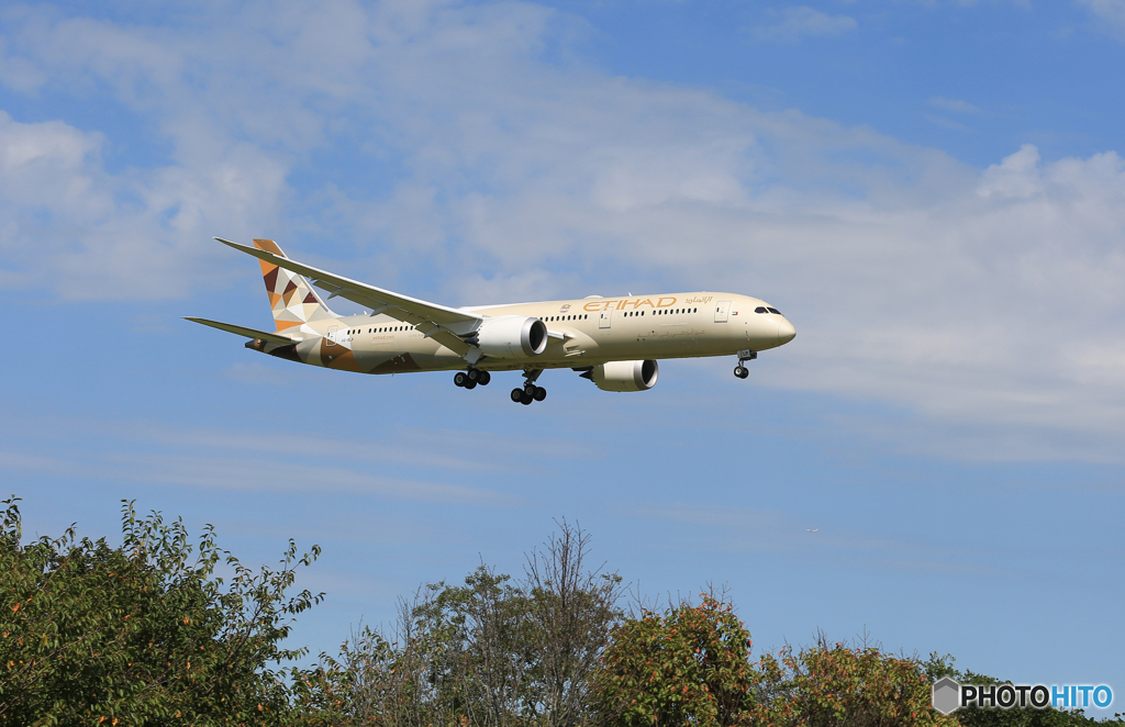 「すかい」 ETIHAD 787-9 A6-BLP Landing