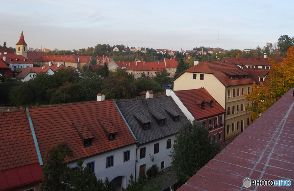 チェコ（９６１）チェスキー・クルムロフの綺麗な赤い屋根