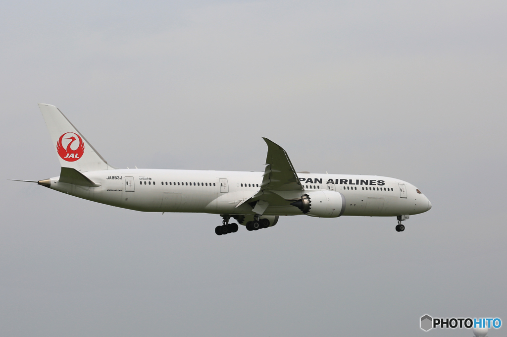 「はれ」 JAL 787-9 JA863J 着陸します