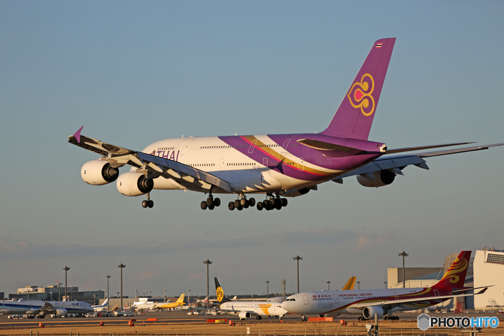 「青空」 THAI A380-841 HS-TUF 着地前