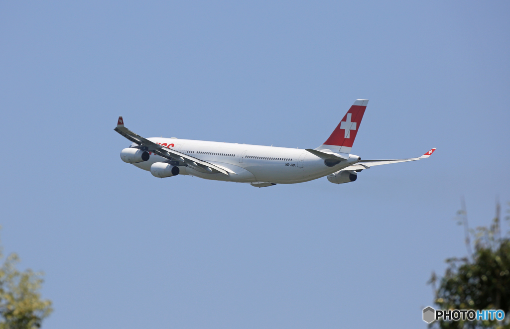 「スカイ」 SWISS A340-313 ✈HB-JMA 離陸です