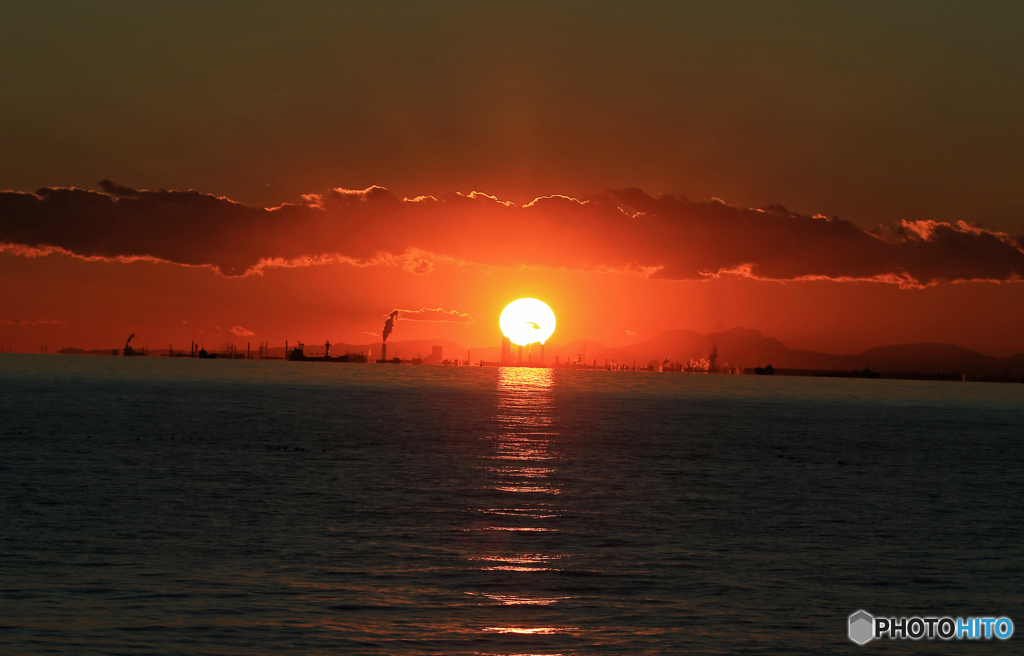 東京湾の　サンセット風景