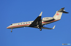 「青が好き」 北京首都航空ガルフストリームG500着地前
