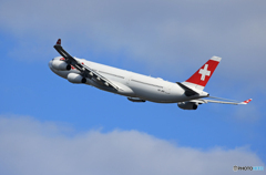 「群青」SWISS A340-313 HB-JMA 離陸です