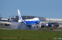 ☀「あおぞら」Air Bridge Cargo 747-8  Landing