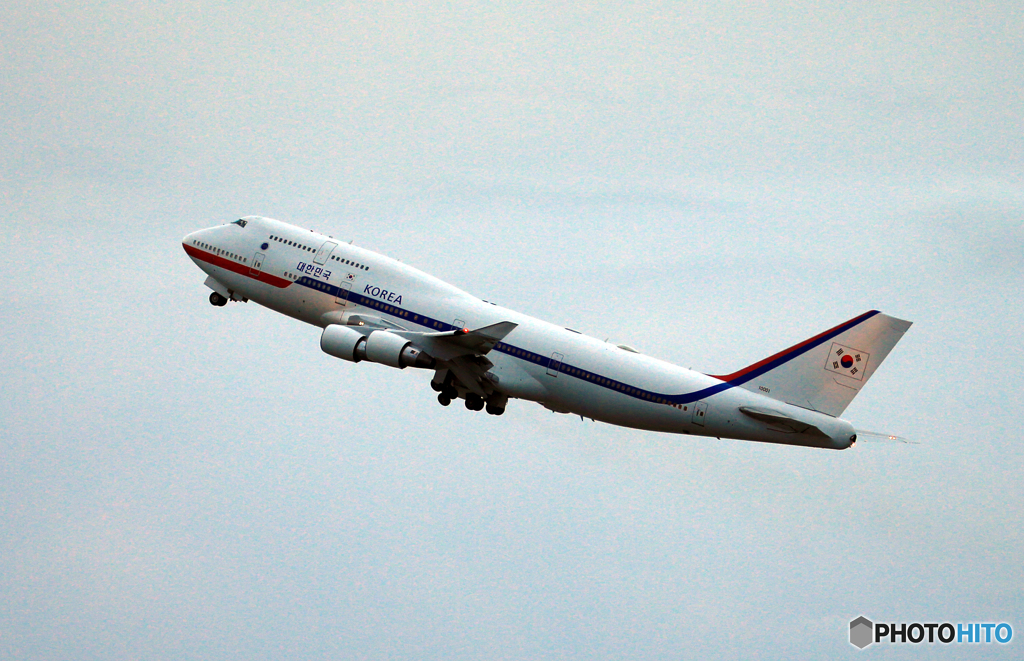 「そらー」Korean 専用機７４７ ジャンボ機 出発です