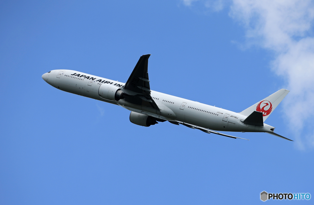 ☀「あおぞら」JAL 777-346 JA736J   飛び立ち