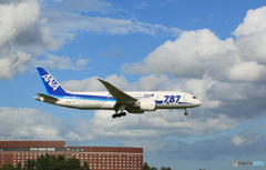 「良い雲」 ANA 787-8 JA806A 着陸します