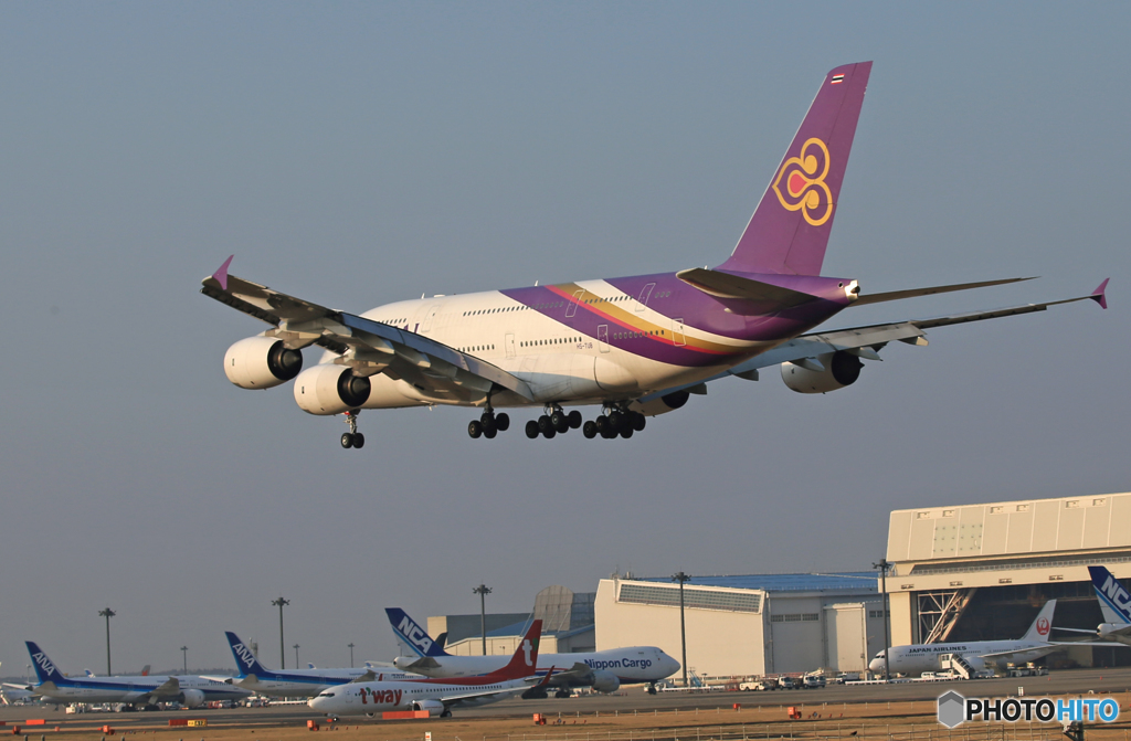「良い天気」　THAI A380-841 HS-TUB Landing