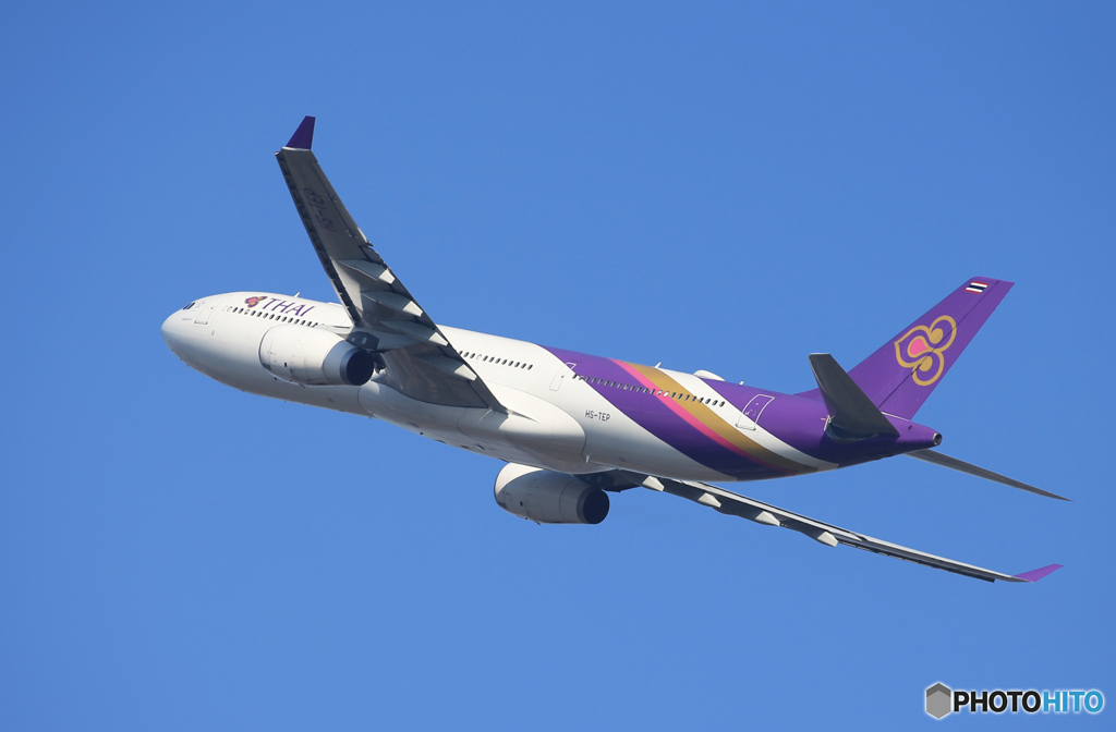 「青が大好き」THAI A330-343 HS-TMS 出発します