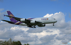 「ブルー」THAI A380-841 HS-TUC 着陸