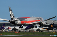 「青い日」ETIHAD 787-9 F-1 A6-BLV到着です